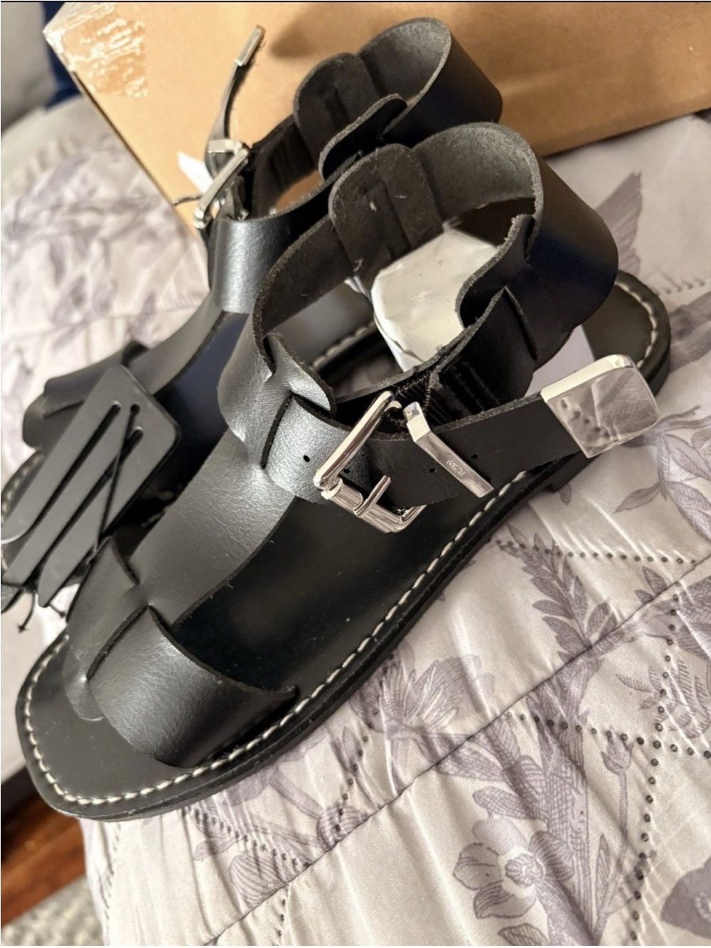 NWT In Box Size 6W Black Buckle Sandals - Time and Tru